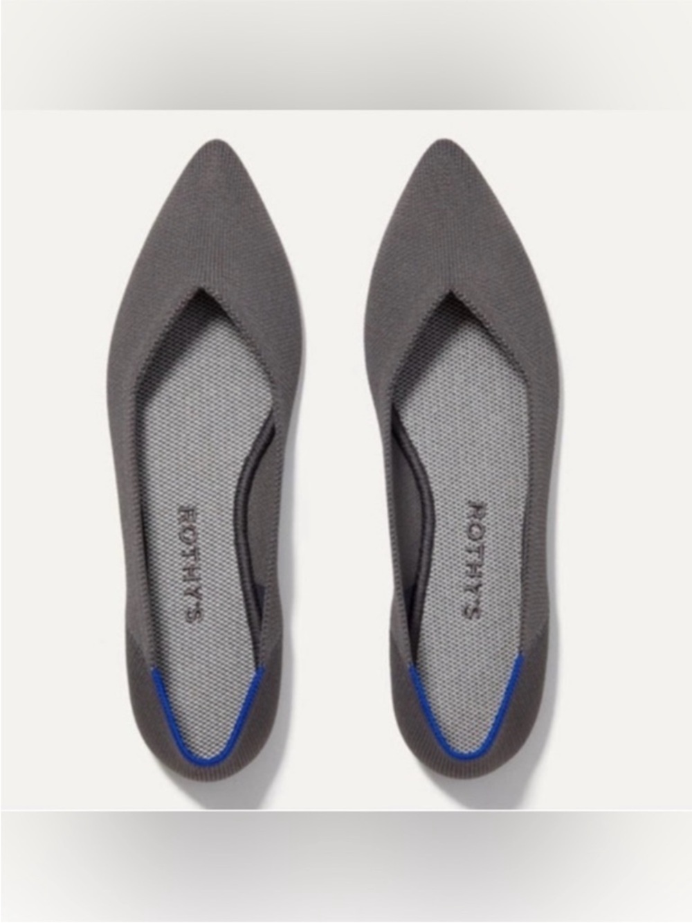 Rothy’s The Point Pebble Grey Flats NIB Size 11